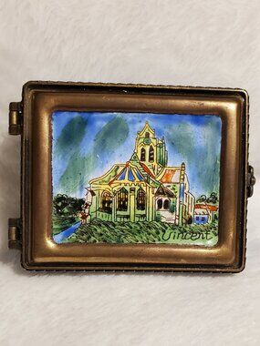 Kelvin Chen TrinketBox Enameled (numbered) featuring Van Gogh's Church at Auvers